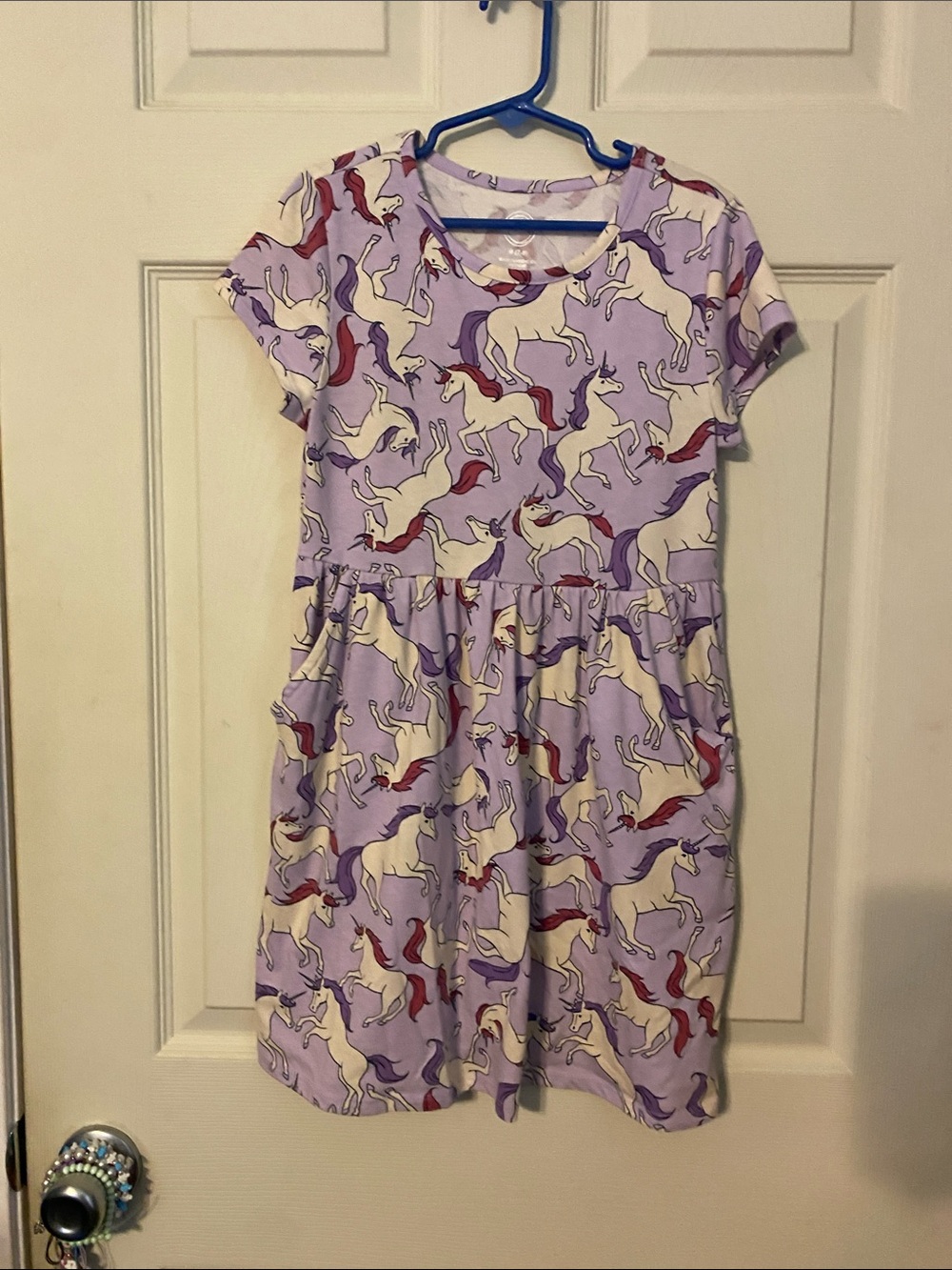 wonder nation Lavender Unicorn Print Dress with Cream Unicorns and Pink Mane